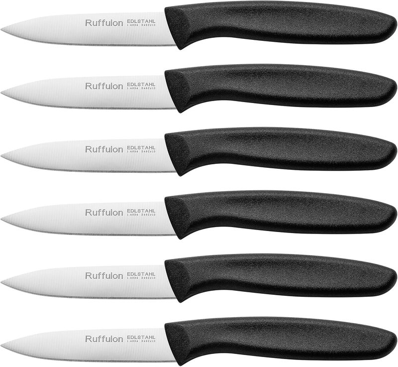 Ruffulon Paring Knife Fruit Knife Set (6 Pieces), Ultra Sharp Stainless Steel Vegetable and Fruit Knife with PP Plastic Ergonomic Handle for Cutting Fruits and Vegetables. - Image 1